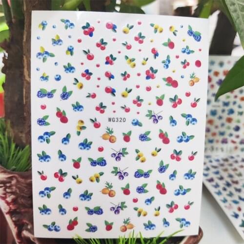 3D Stickers for Nails Blueberry Lute Strawberry Fruit Design Nails Art Decoration Manicure Stickers Slider Nail Foil Accessories