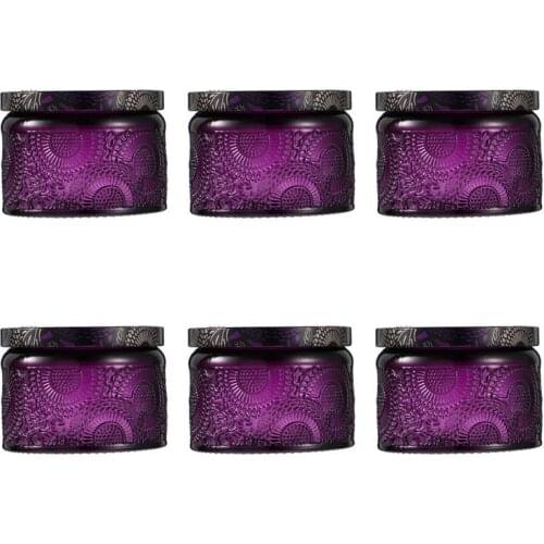 6pcs Embossed Glass Candle Container Kits Round Candle Making Mason Jars