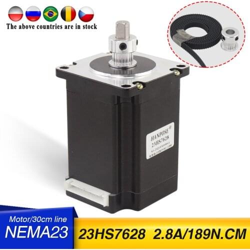 Free shipping Best sellers 2 phase 4-Leads 189N.cm 76mm 23HS7628 2GT Synchronous wheel Nema23 Stepper Motor For 3D Printer