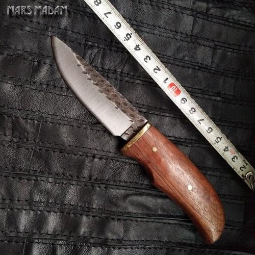 Free shipping Handmade Fixed Blade Knife Survival Hunting Knives wooden handle With a sheath Outdoor knife