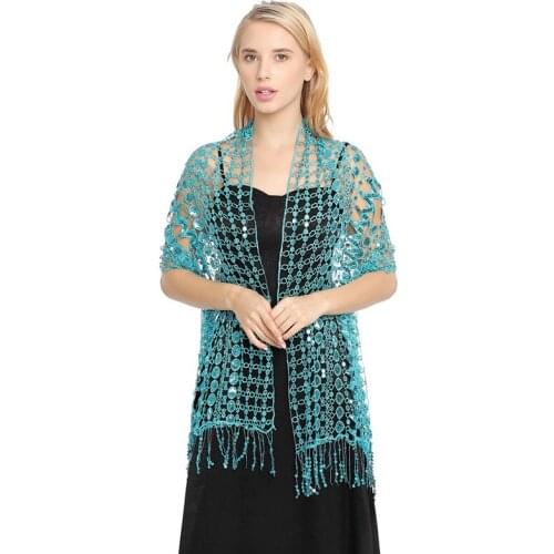 Brand Designer New Women Beads Sequined Tassels Shawl Luxury Women Casual Shawl Sexy Ladies Wedding Party Evening Scarf Scarves