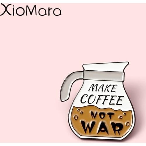 Pacifism NO WAR Enamel Pins Coffee Bottle Brooches Lapel Badges Wholesale Pin Fashion Jewelry Gifts for Friends