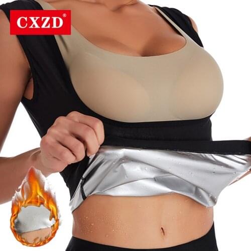 CXZD 2021 New Womens Waist Sweat Sauna Silver ion coating Thermo Vest Workout Fitness Weight Loss Tank Tops Body Shapers