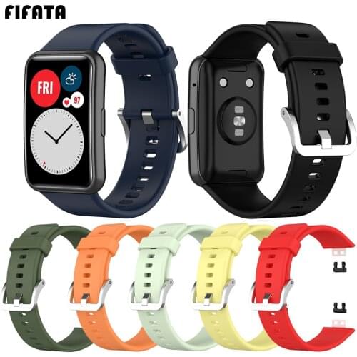 FIFATA Colorful Soft Silicone Sport Strap For Huawei Watch Fit Smart Watch Replacement Wristband For Huawei Fit Watch Band