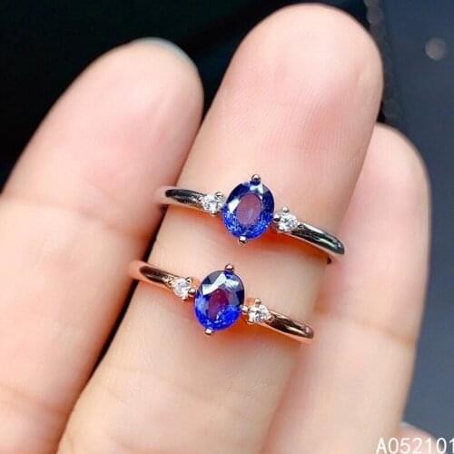 KJJEAXCMY fine jewelry S925 sterling silver inlaid natural sapphire new girl elegant gemstone ring support test Chinese style