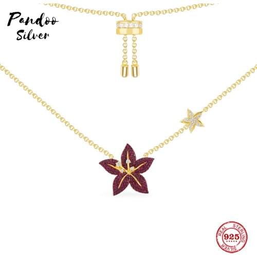 S925 Sterling Silver Jewelry 1:1 Copy,Collection TROPICANA,Tropical Floral Adjustable Necklace With Logo Women Jewelry Gift