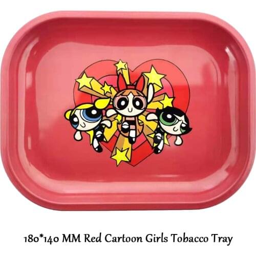Red Cartoon Girls Rolling Tray Big Size Square Ashtray Jewelry Plate Gifts For Girls DIY Cigarette Paper Rolling Tray Wholesale