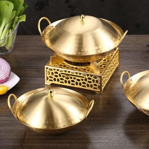 Brass Dry Pot Boiler Alcohol Stove Small Chafing Dish Dry Boiler Pan Household Solid Alcohol Commercial Copper Stew Hot Pot
