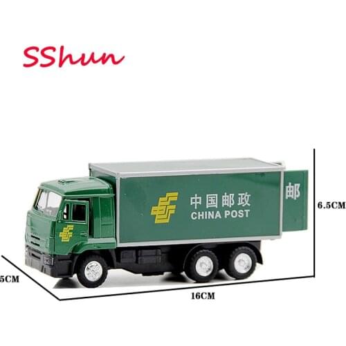 16*5*6.5 CM Simulation Alloy Car Model Post Logistics Transport Vehicle Sound and Light Postal Open Door Toy Container Truck