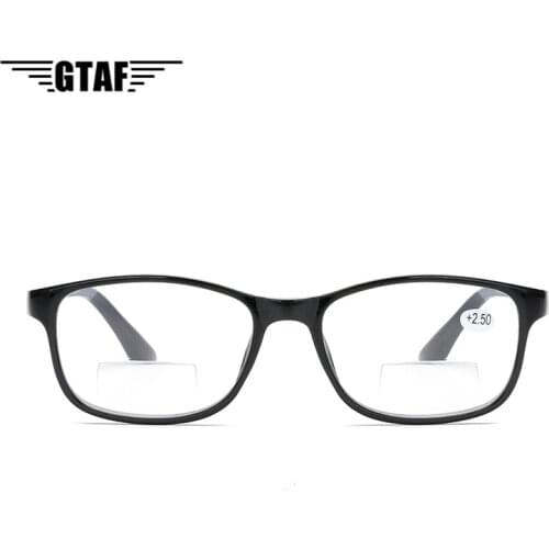 2021 Fashion Unisex Dual-light Presbyopic Glasses with Personality Black Frame Vintage and Light Reading Glasses +1.0 To +4.0