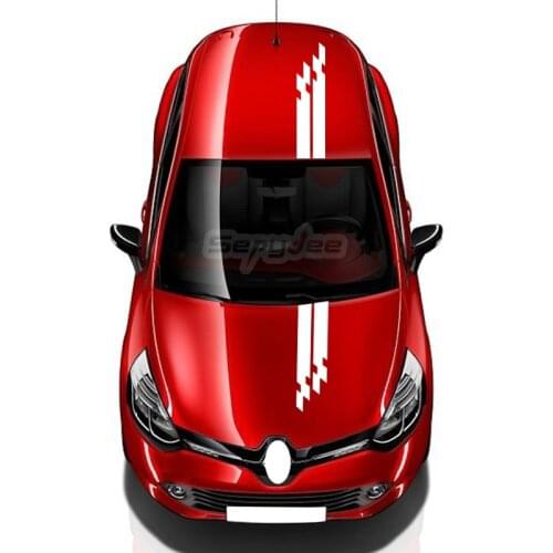 2Pcs Car Hood Roof Stickers For Renault Clio Twingo Racing Sport Graphic Body Stripes Decor Vinyl Film Decal Car Accessories