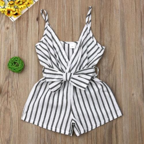 New Fashion Newborn Infant Baby Girl Striped Clothes Strap Romper Casual Sleeveless Jumpsuit Outfit