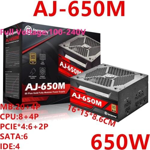 New PSU For ApexGaming Brand ATX Full Modular 80plus Gold Chicken Eating Game Power Supply 650W Power Supply AJ-650M