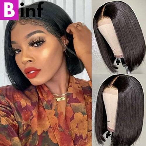 180% Density Straight Bob Wig 13x1 Lace Front Human Hair Wigs For Black Women 4x1 &4x4 Lace Closure Wig Pre-Plucked Remy Hair