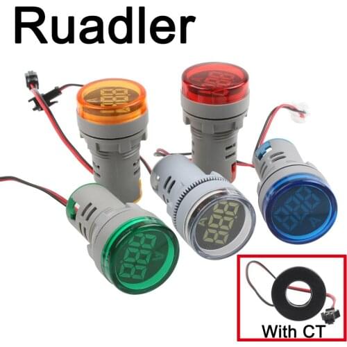 Plastic 22mm AD16-22DSA Mini Ammeter current meter indicator LED with CT transformer White Yellow Red Green Blue illumination