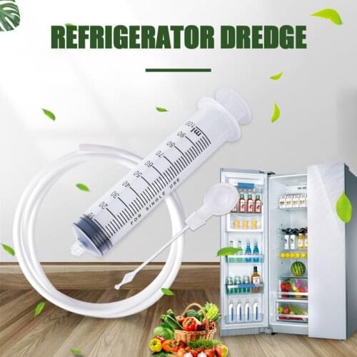 Portable Refrigerator Drain Dredge Cleaning Set Flexible Fridge Hole Cleaner Scrub Brush Home Suction Syringe Hose Cleaner Stick