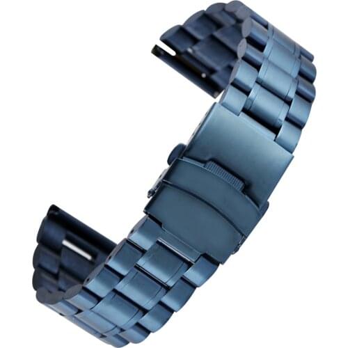 Starry Blue 18/20/22mm Stainless Steel Watch Band Folding Clasp Steel Watchbands Replacements Wristwatch Strap