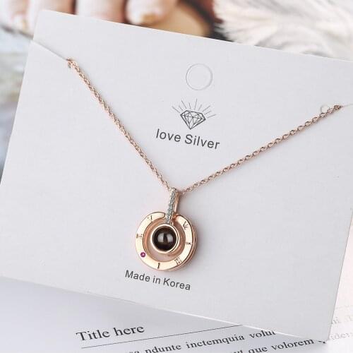 S925 sterling silver chain non-allergic necklace I love you projection clavicle chain inlaid zirconium pendant jewelry