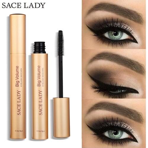 SACE LADY Gold Tube Natural Fiber Long Dense Rolled Mascara SL341 Maquiagem Profissional Completa Makeup Comsetic Gift for Women