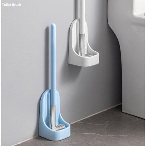 Toilet Cleaner Silicone Toilet Brush Toilet Brush with Flat Head Holder Flexible Soft Bristle Brush Bathroom Accessory Cleaning
