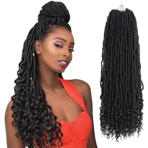 Synthetic Crochet Braiding Hair Extensions Faux Locs Soft Goddess Nu Locs With Ends Natural Afro Curls