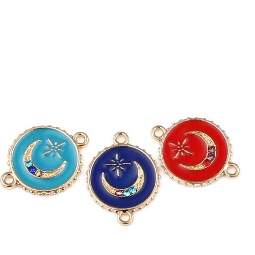 10PCs Evil Eye Sun Moon Connectors For Jewelry Making Zinc Based Alloy Colorful Enamel Bracelet Necklace DIY Findings 22x 16mm