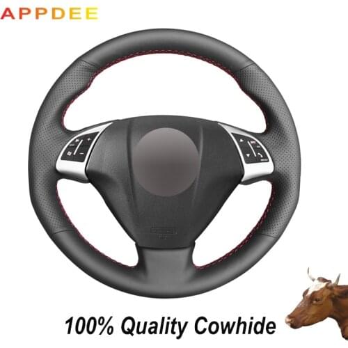 APPDEE Hand-stitched Black Genuine Leather Steering Wheel Cover for Fiat bravo 2007-2015 doblo 2010-2014 2015 opel combo 2012