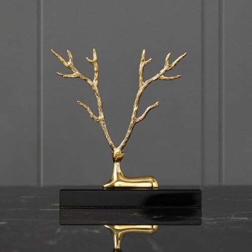 Deer head ornaments Home furnishing Art office desktop decoration Living room placement Brass Semi-manual Crafts Send a Gift