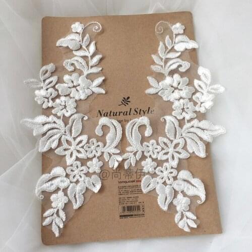 Embroidery Applique Lace Ivory Applique Medallions Piece Lace For Wedding Dress Fabric DIY VEIL