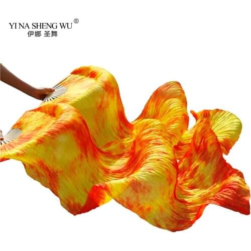 High Quality 100% Silk Colorful Belly Dance Fan 1 pair (Left + Right)Hand Dyed Belly Dance Silk Fan Performance Props Multicolor