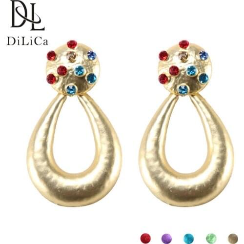 DiLiCa Women Big Earrings Vintage Metal Statement Earrings 2018 Trendy Water Drop Earring Dangle Ethnic Boho Jewelry Kolczyki