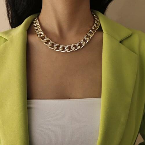 Hip hop Rock Choker Necklace Trendy Statement Big Chunky Metal Golden Color Thick Chain Necklace Women Jewelry Gifts