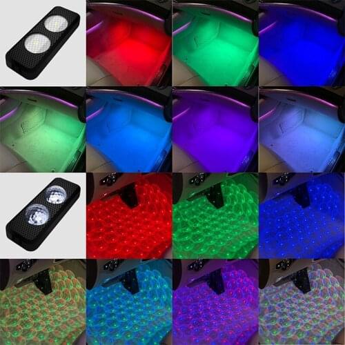 Starry Sky LED Ambient Light RGB Car Interior Foot Lights Music Control Atmosphere light Carbon Fiber Surface Magic LED Lamps