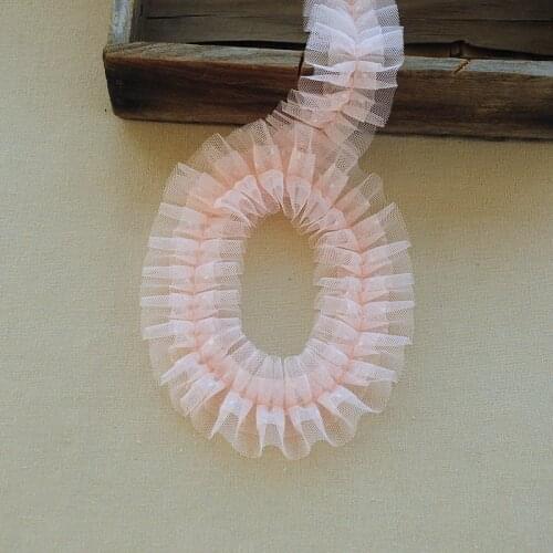 1M New Pleated High Quality Dress Lace Fabric 5cm Applique Ribbon Dot Lace Fabric Voile Trim For Sewing Clothing Guipure QZ27