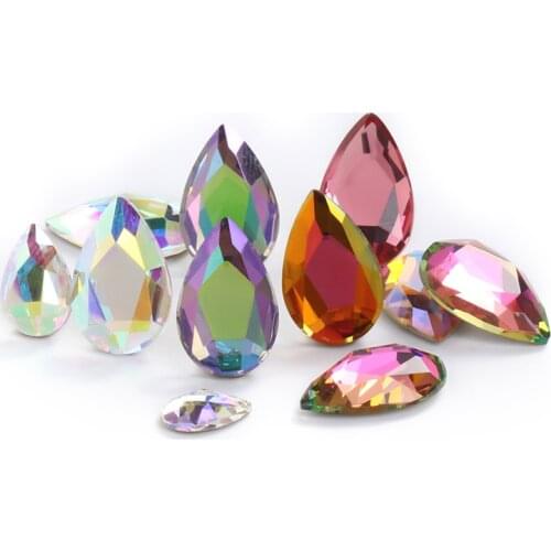 10pcs Nail Accessories 5x8mm Drop Shape Rhinestones Flatback Nail Art Decoration Crystals K9 Glass Strass Glitter Nail Stone