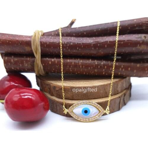 2020 turkish evil eye jewelry high quality Big stone mother of pearl evil eye pendant women stone eye pendant necklace lady gift