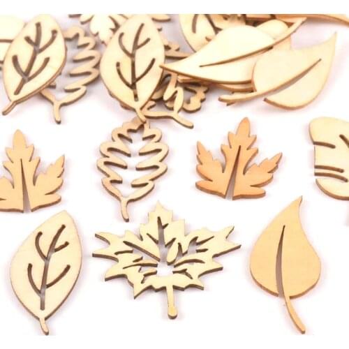 24Pcs/lot Mixed Leaf Pattern Natural Wooden For Scrapbooking Craft Home Decor Unfinished Wood Slices DIY Handmade 20x40mm m1652