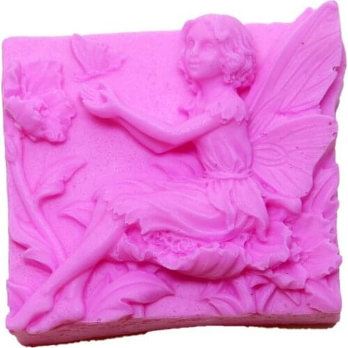 3D Fairy Mold For Handmade soap Making DIY Silicone aromatherapy gypsum ornaments cake decoration molds 3d angel flower mould