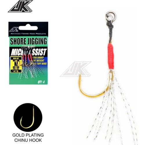JK 5packs Gold Plating Fishing Jig Hook Small Size Fishhook Tackle For Small Jigs 7g-50g Hooks For Jig Sea Fishing