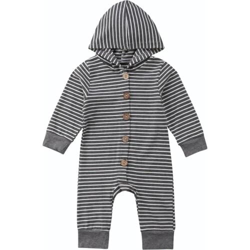 Brand New Newborn Baby Boy Girl Clothes Kid Autumn Single Button Romper Jumpsuit Hooded Clothes Outfit