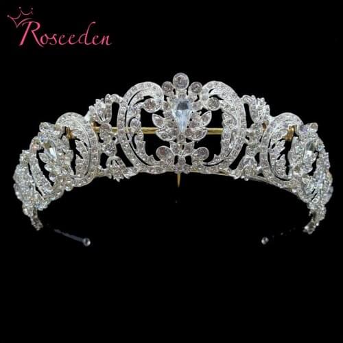 Baroque Princess Crown Crystal Bridal Tiara Crowns Wedding Hair Accessories Rhinestone Pageant Diadem RE3465