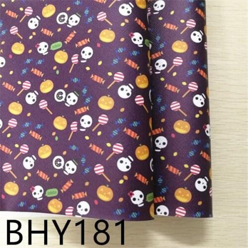 Free shipping 7.6*12inch cartoon Halloween print synthetic leather fabric for DIY accessories BHY181