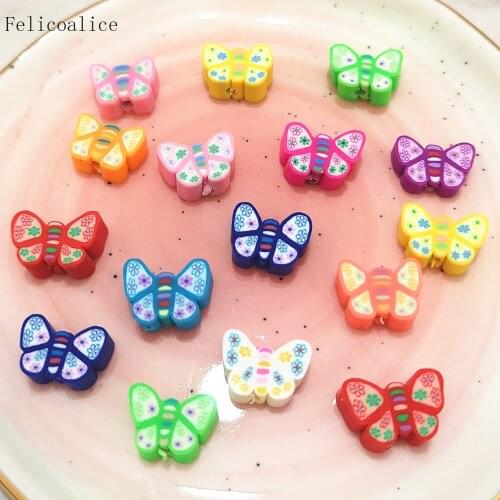 40pcs Polymer Clay Shape Butterfly Spacer Beads For DIY Handmade Jewelry Craft Accessories 10mm
