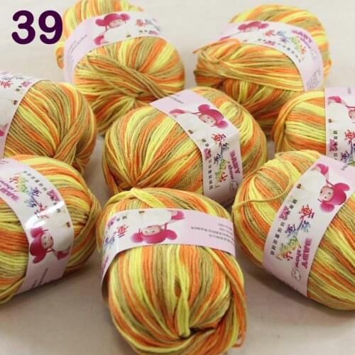 Color Optional 8 ballsX50g Cashmere Silk Velvet Children Hand Kintting Yarn Lemon Orange Sage 18-39