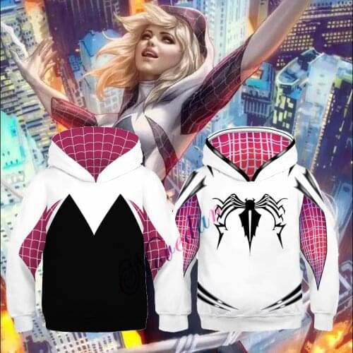 Kids Girls Venom Hoodie Cosplay Costume 3D Superhero Zipper Jacket Hooded Sweatshirt Coat