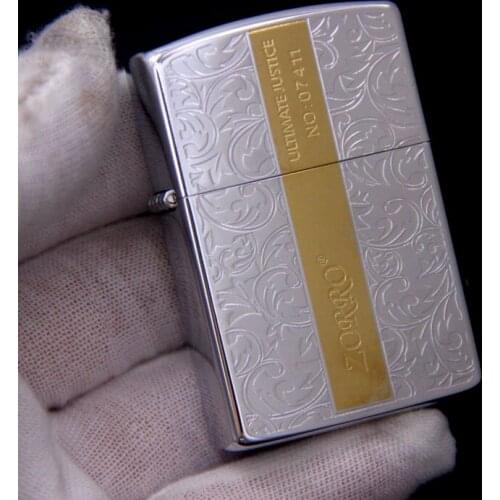 Zorro Carve Tangcao Two-color Electroplating Grinding Wheel Kerosene Lighter Retro Cotton Oil Machine To Restore Retro Feelings