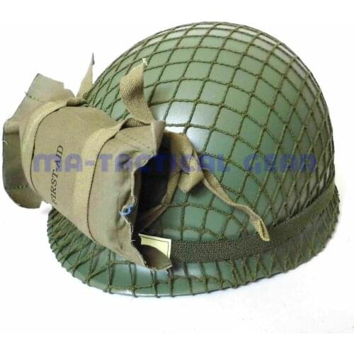 WW2 U.S. SOLDIER ARMY M1 DOUBLE-DECK AIR FORCE HELMET WITH FIRST AID POUCH