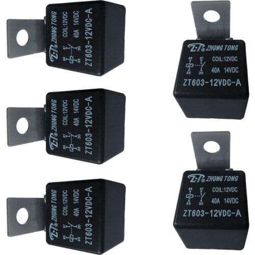 EE support 5Pcs Iron Duty Car Truck Automotive 12V 40A 40 AMP SPST Relay Relays 4 Pin 4P
