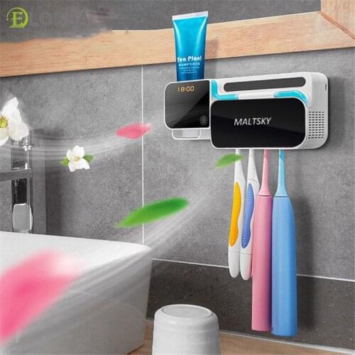 ELOSSA Toothbrush Holder Toothpaste Dispenser Squeezer Solar Energy Toothbrush Storage Box Household Bathroom Accessories Set