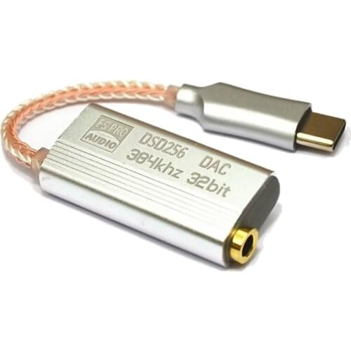 ES9318 Mobile PhoneType C to 3.5mm Decoding DSD256 DAC Amplifier HIFI Wire Adapter Earphone Cable for ESS Device